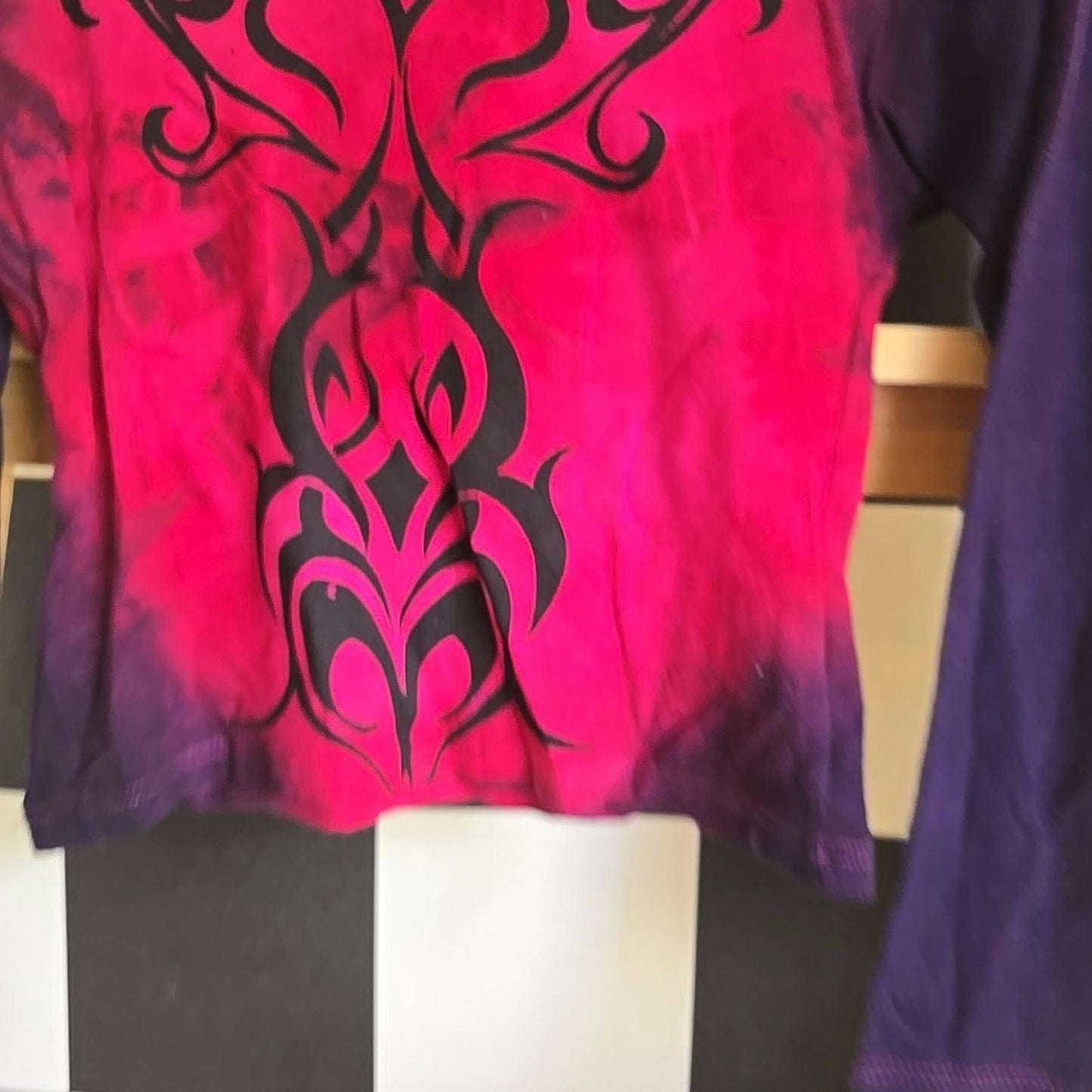 Brand New Deadstock Tie-dye T-shirt CROPPED SIZE S american Long Sleeve