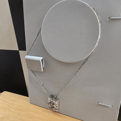 Vintage Chain Unique Printed  Shell Pendant 925 Sterling Silver Necklace vintage