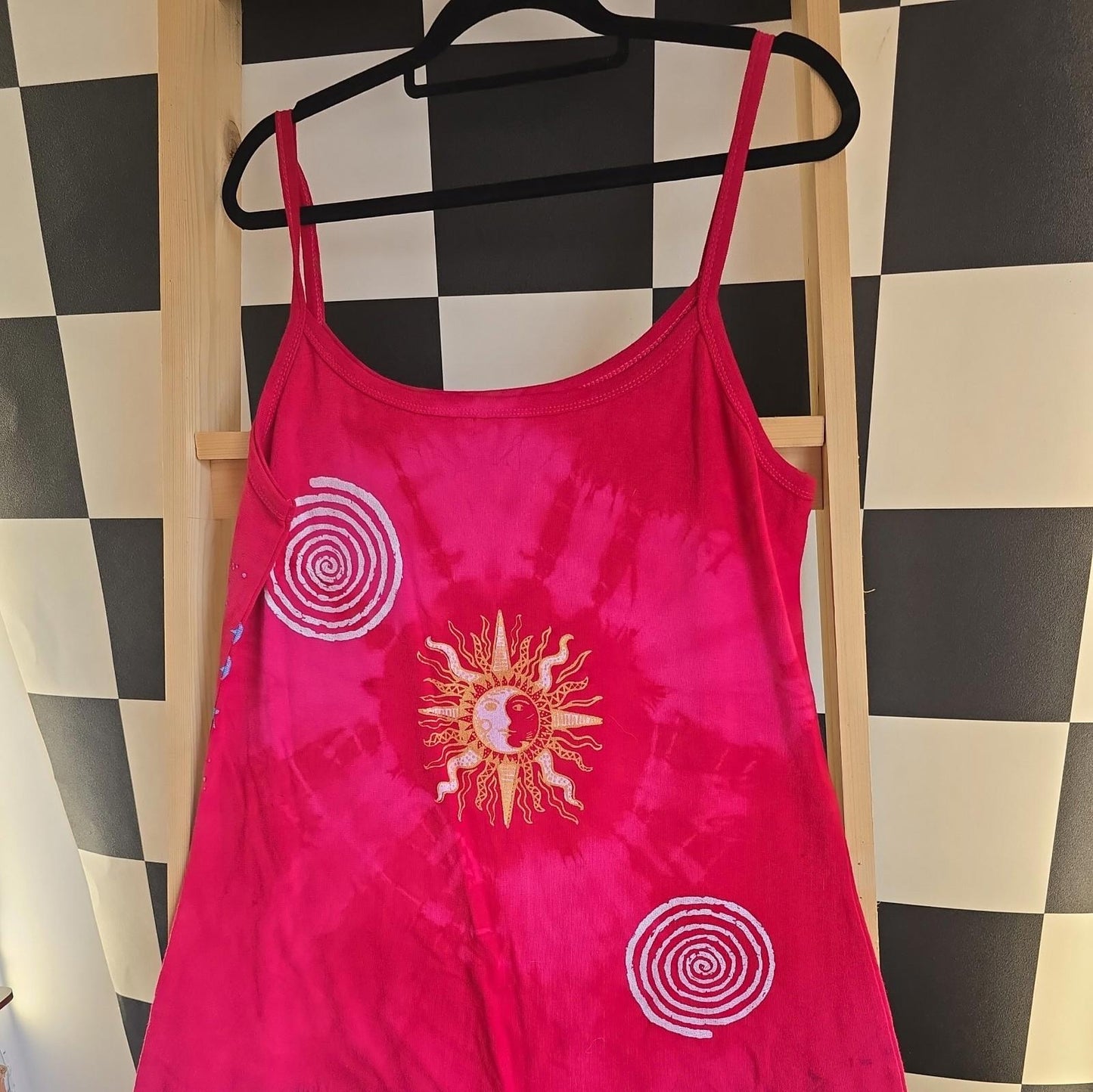 Brand New Tie Dye DEADSTOCK Cotton Vest Dress Size L Stretchy