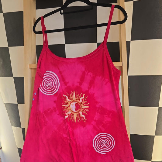 Brand New Tie Dye DEADSTOCK Cotton Vest Dress Size L Stretchy