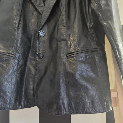 River Island Vintage 1990's Black Leather Jacket Blazer UK 12 Used Condition