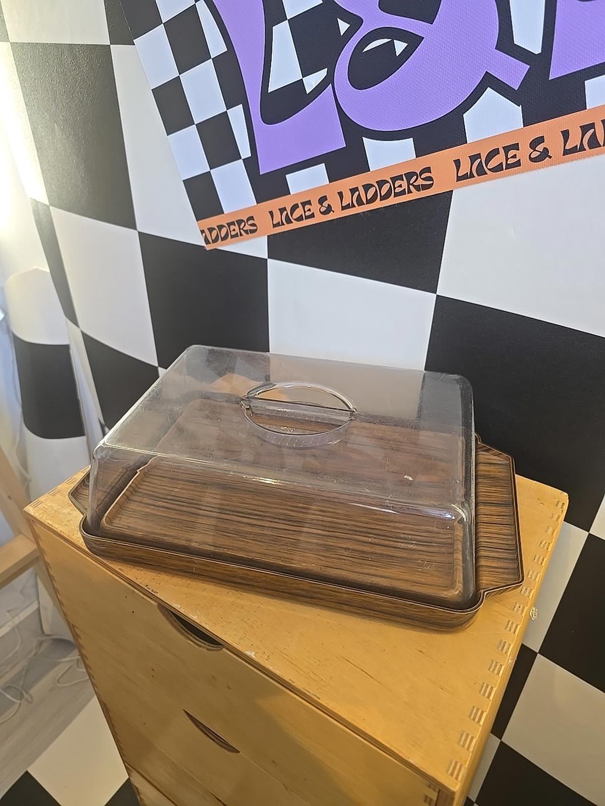 MCM Vintage Cheese Board Wood Effect Mid Century Modern Server Tray