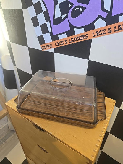 MCM Vintage Cheese Board Wood Effect Mid Century Modern Server Tray