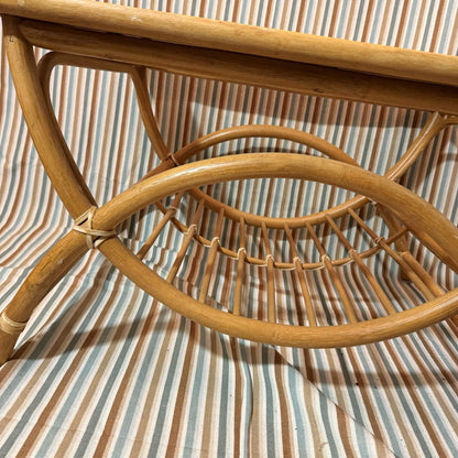 MCM Vintage Bamboo Coffee Table with Square Top and Glass 70s Retro Design