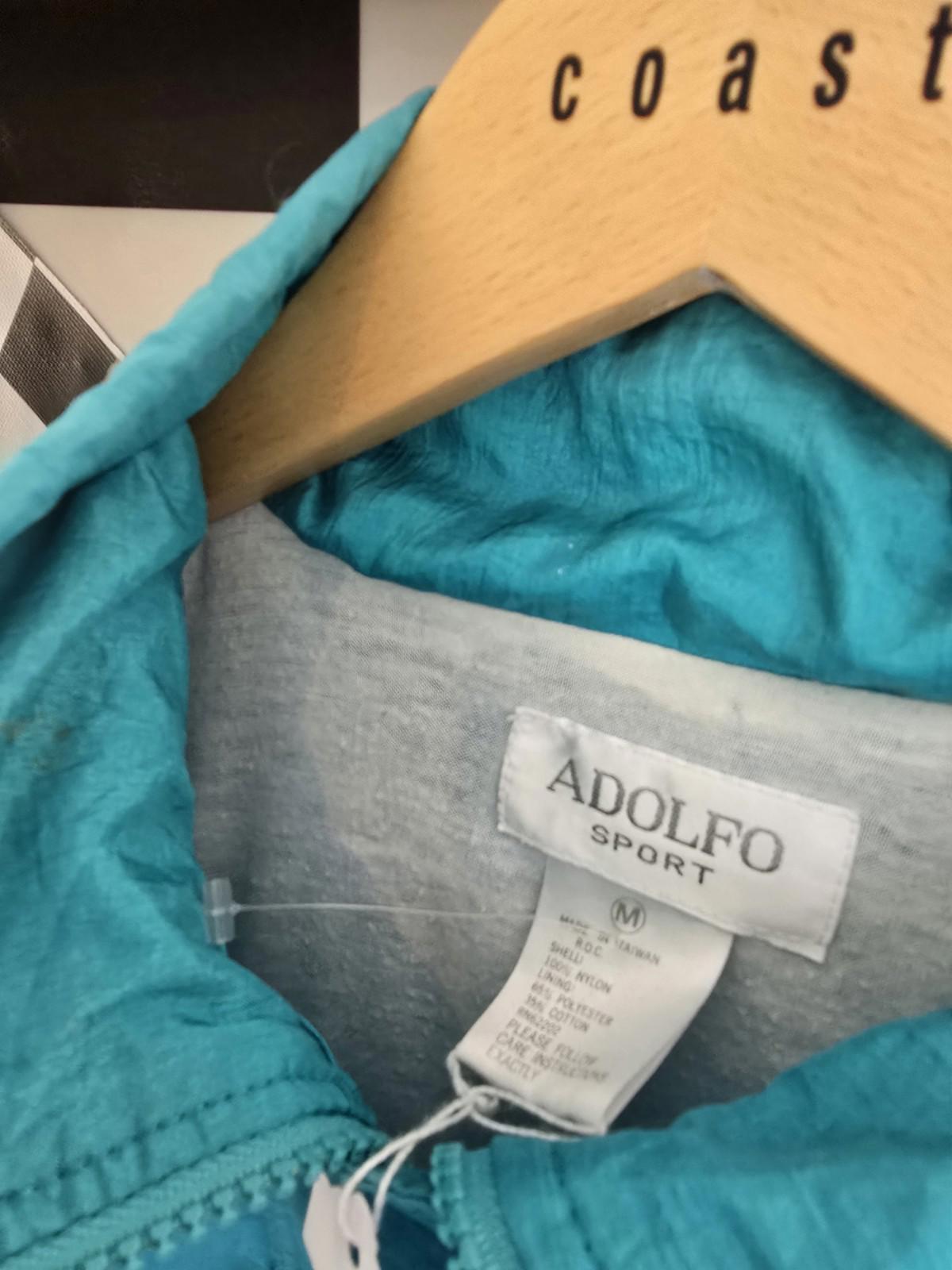 ADOLFO Blue Windbreaker Retro Vintage Jacket Ties And Cotton Lining Slight Mark