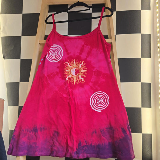 Brand New Tie Dye DEADSTOCK Cotton Vest Dress Size L Stretchy