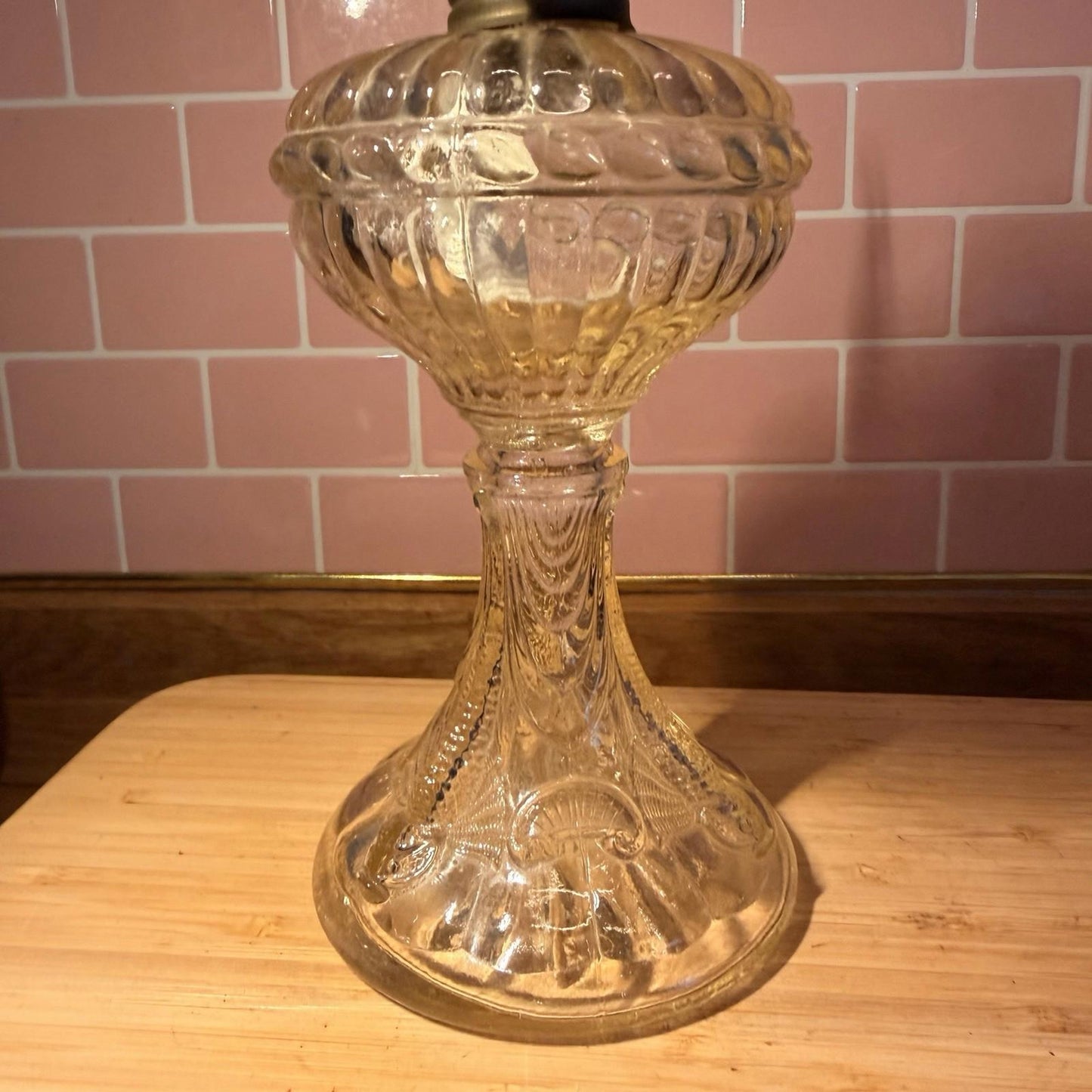 19th century oil lamp burner glass moulded paraffin antique gorgeous