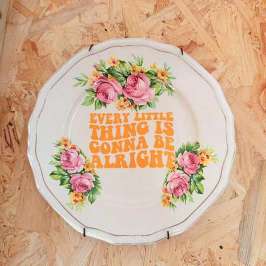 Vintage Plates With Slogan On ‘Gonna be Alright’, Handmade UK Novelty