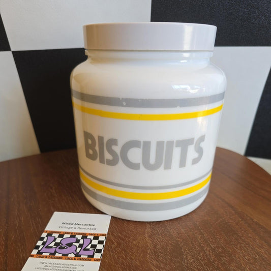 Retro CANDLELIGHT no:6388 circa 1980's yellow & Milk Glass Biscuit Cannister