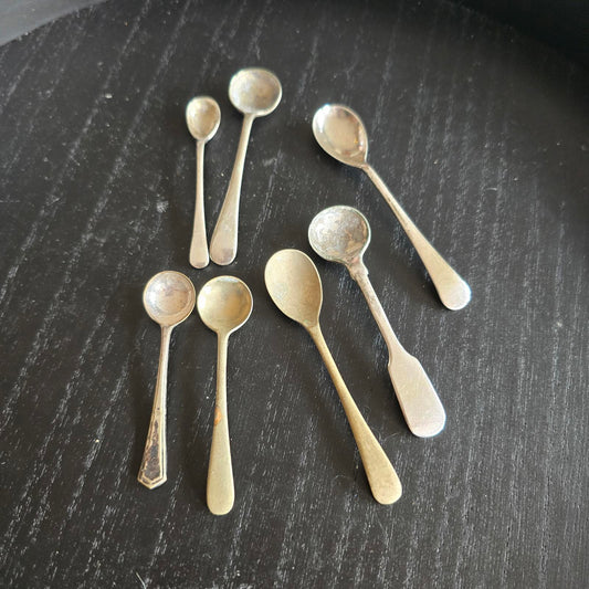 7 Vintage Silver plated epns TINY cute Spoons LARGE NOT INCLUDED