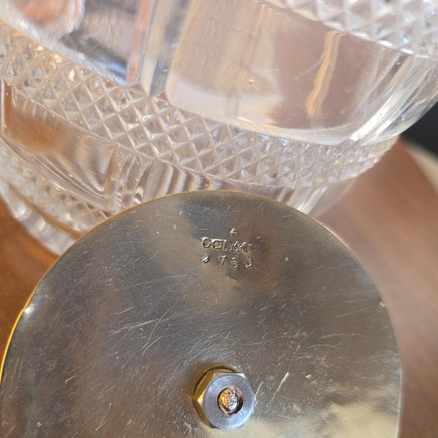 ANTIQUE CRYSTAL & SILVER PLATE cut glass BISCUIT BARREL & LID