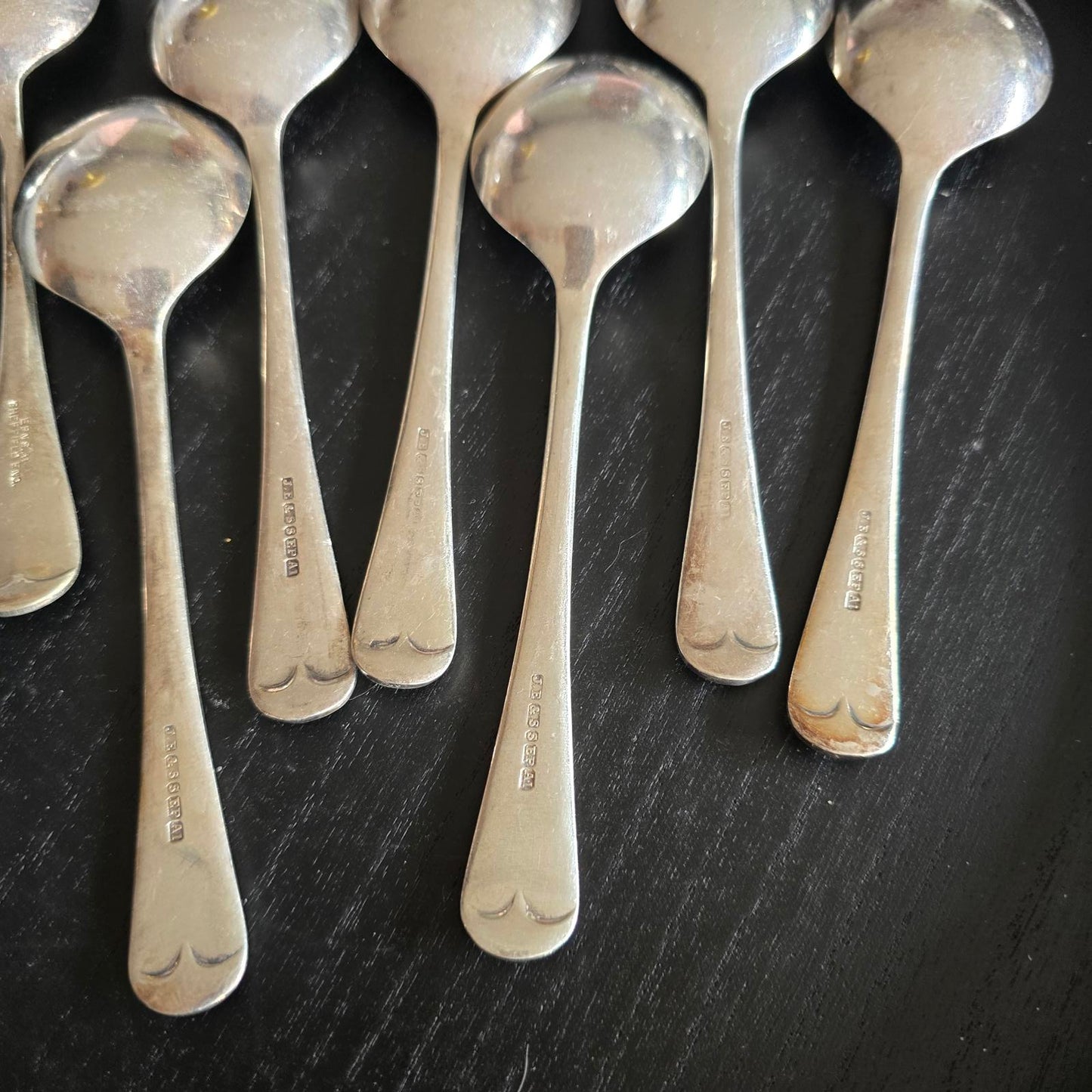 Set of 8 Vintage Silver PLATE EPSN Flatware SOUP Spoons