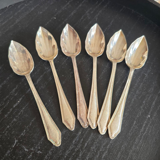 Set of 6 Vintage Silver plates epns Shaped fruit Spoons