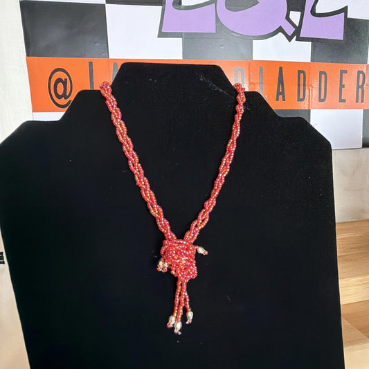 Vintage Costume Jewellery Necklace Beaded Design gorgeous 60s 70s orange funk