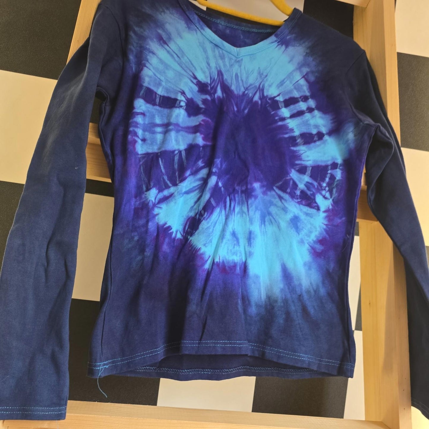 imperfect Brand New Deadstock  STRETCHY Longsleeve Tshirt Tie Dye COTTON SIZE M