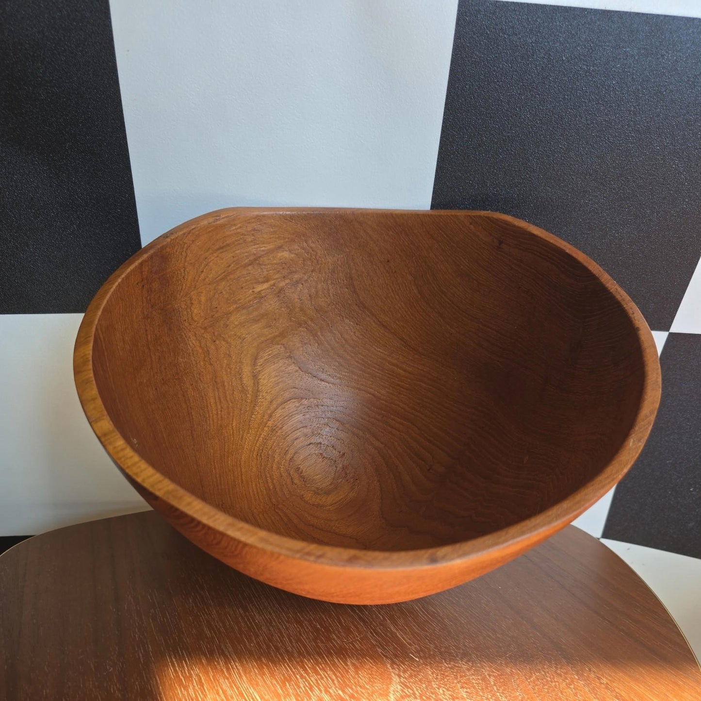 VINTAGE MID CENTURY TEAK WAVE FRUIT SERVING BOWL TEAK 25CM