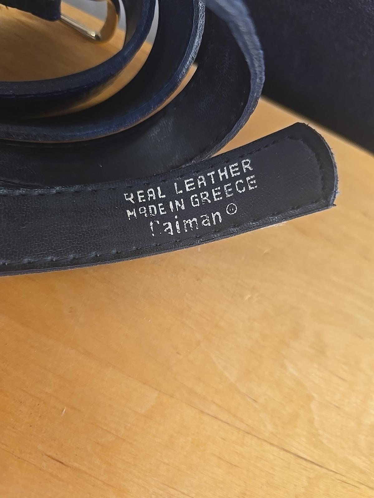 Caiman Real Leather Belt Croc Skin Navy And Gold Vintage