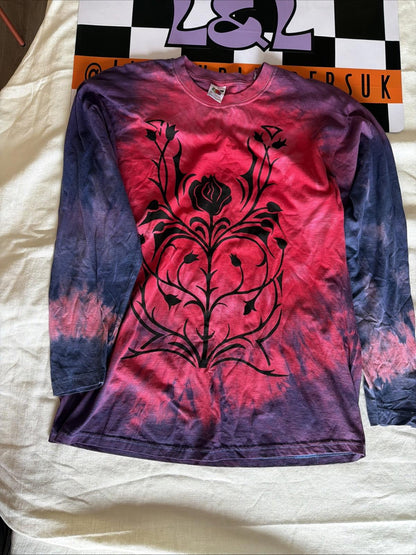 Large Fruit Of loom tie dye Long Sleeve Deadstock unisex pink and purple new