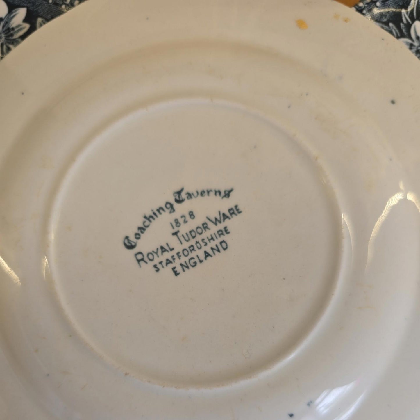 3 Royal Tudor Ware - Coaching Taverns - Blue (1828) 6 1/4" Bread & Butter Plates