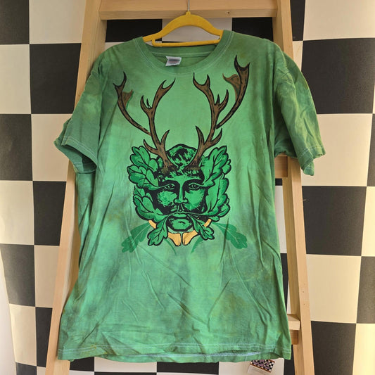 imperfect! Brand New Deadstock Tie Dye size M FRUIT OF THE LOOM T-Shirt Greenman